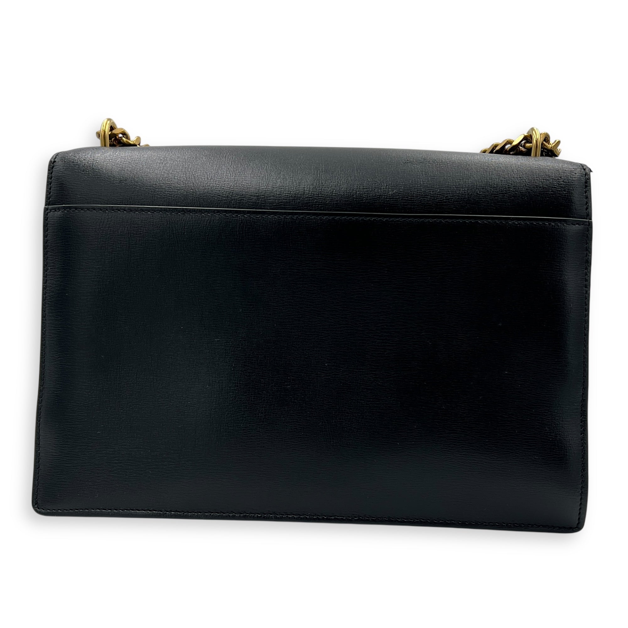 Sunset Shoulder Bag Large Black in Calfskin, Gold hardware