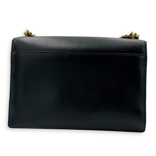 Sunset Shoulder Bag Large Black in Calfskin, Gold hardware