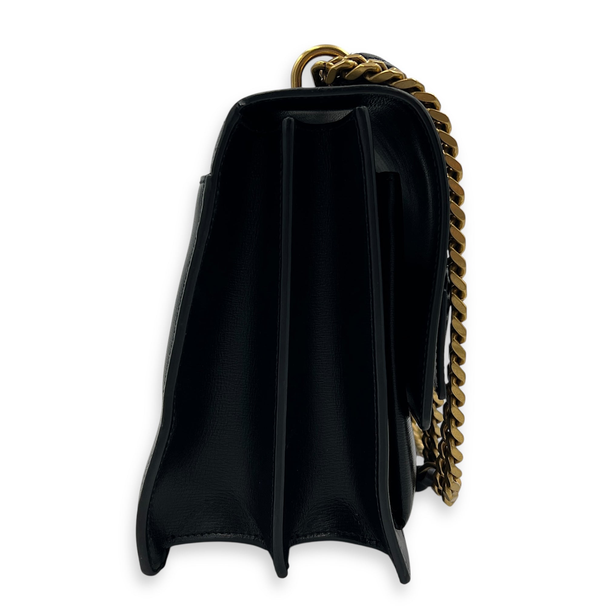 Sunset Shoulder Bag Large Black in Calfskin, Gold hardware