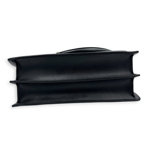 Sunset Shoulder Bag Large Black in Calfskin, Gold hardware