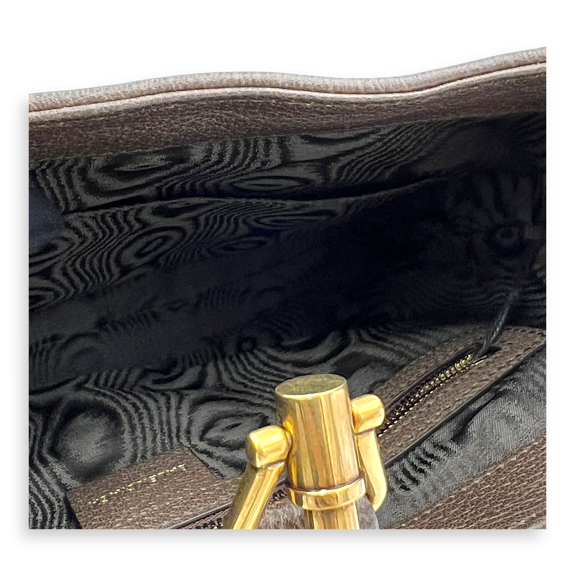 The hacker project JACKIE Top Handle Bag Brown in Coated Canvas, Brushed Gold hardware
