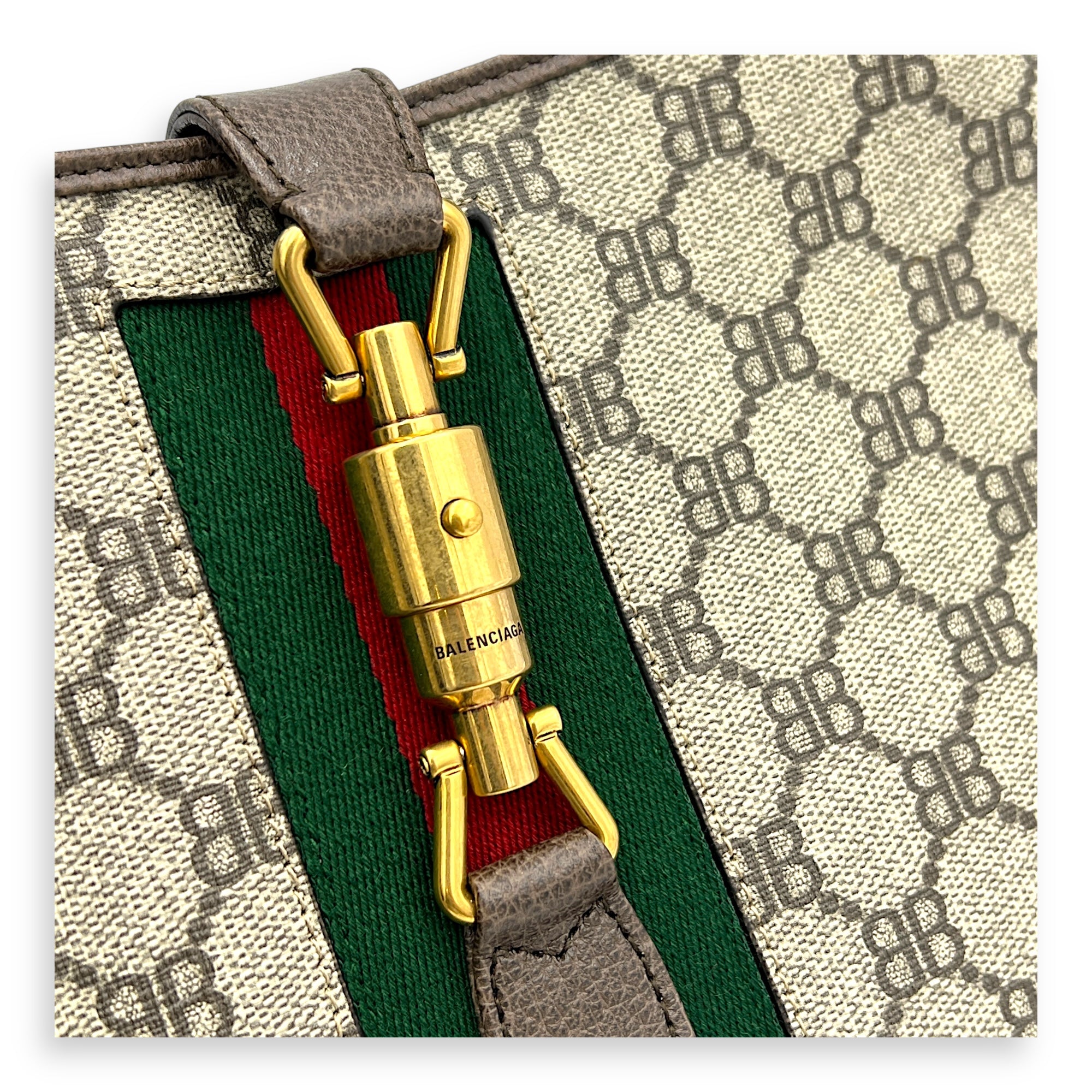 The hacker project JACKIE Top Handle Bag Brown in Coated Canvas, Brushed Gold hardware