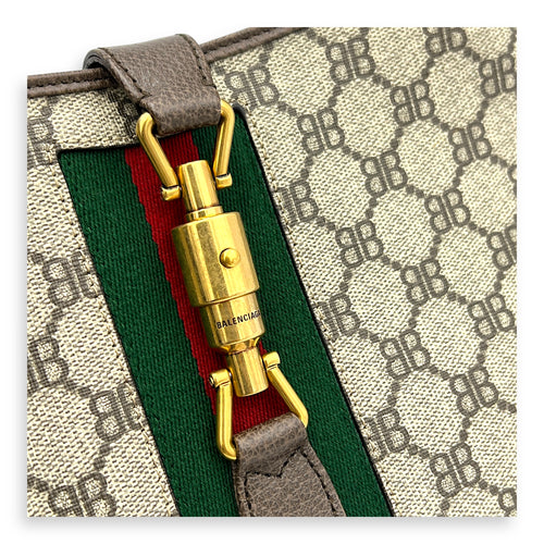 The hacker project JACKIE Top Handle Bag Brown in Coated Canvas, Brushed Gold hardware