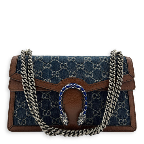 Dionysus Shoulder Bag Blue in Denim, Ruthenium hardware