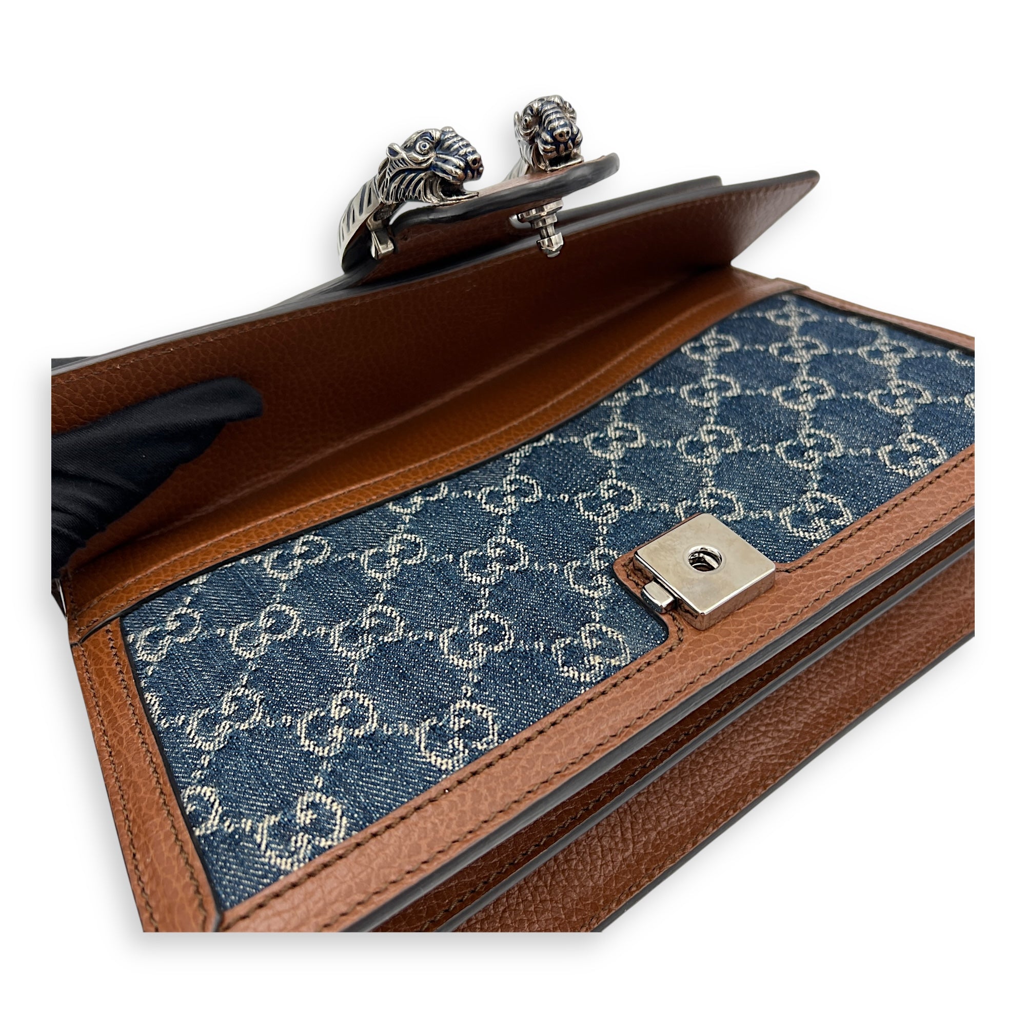 Dionysus Shoulder Bag Blue in Denim, Ruthenium hardware