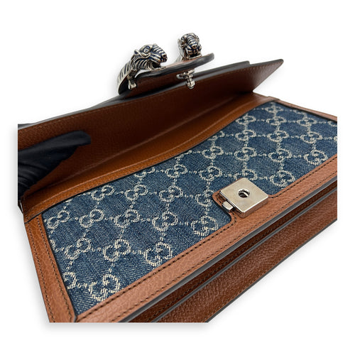 Dionysus Shoulder Bag Blue in Denim, Ruthenium hardware