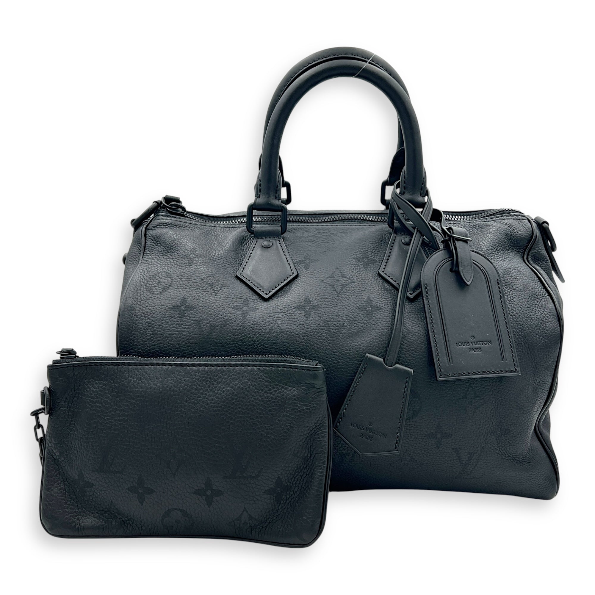 Speedy Bandouliere P9 Top Handle Bag 30 Black in Calfskin, Black hardware