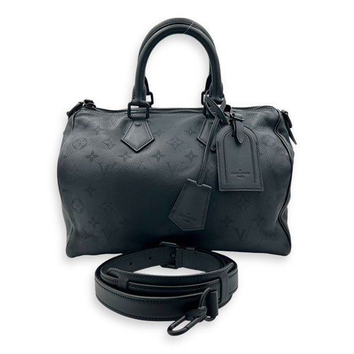 Speedy Bandouliere P9 Top Handle Bag 30 Black in Calfskin, Black hardware