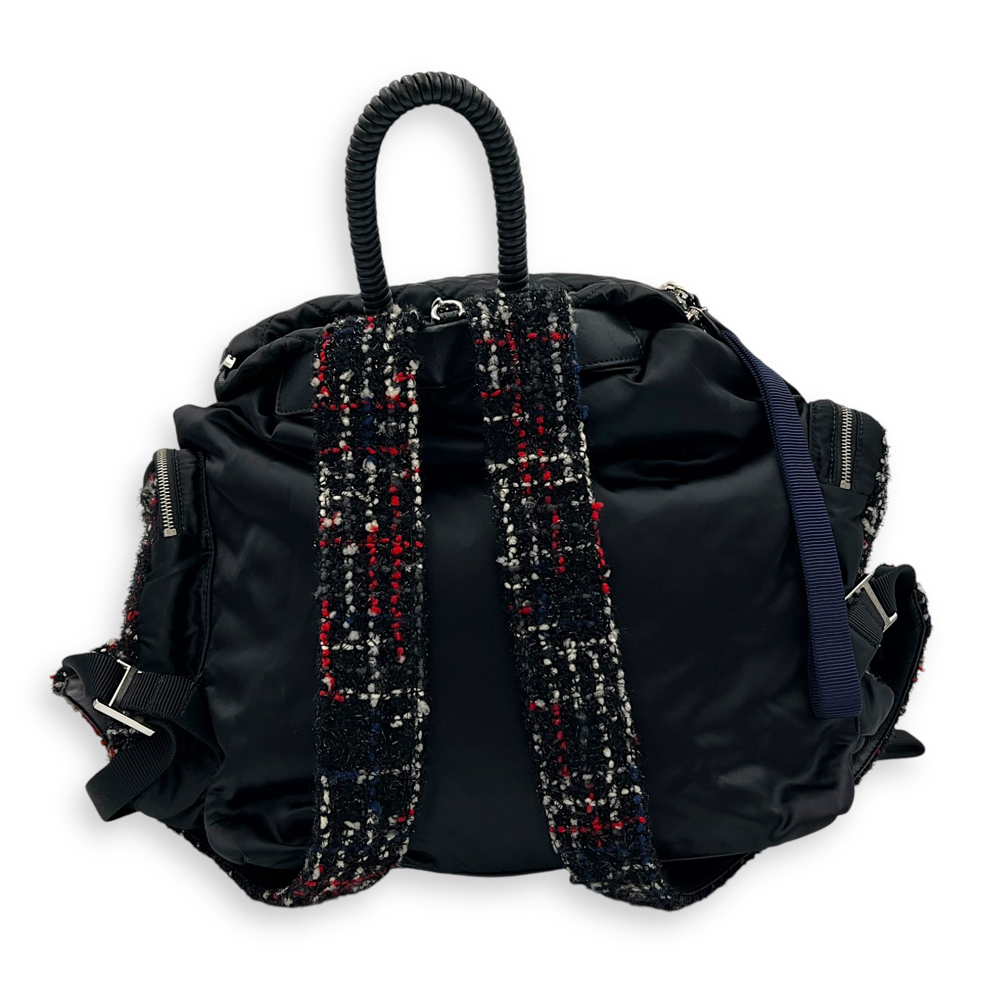 Astronaut Backpack Black in Nylon, Silver hardware