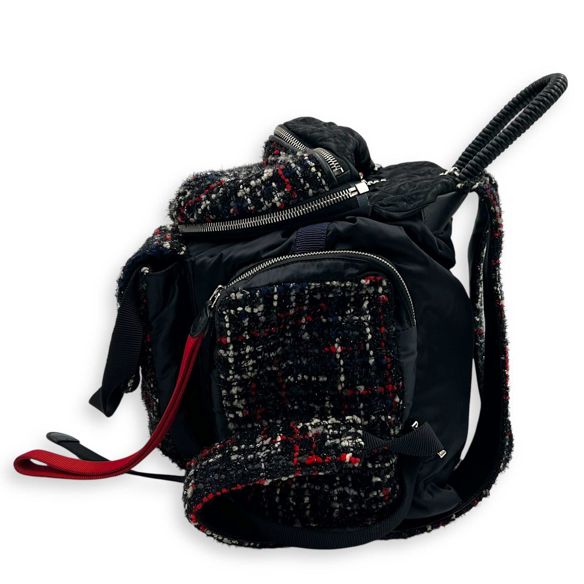 Astronaut Backpack Black in Nylon, Silver hardware
