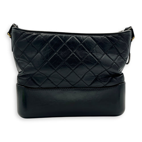 Gabrielle Shoulder Bag Black in Calfskin, Mixed hardware