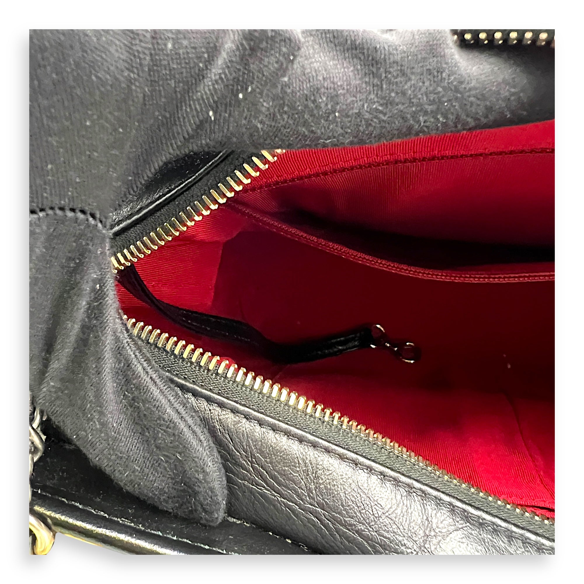 Gabrielle Shoulder Bag Black in Calfskin, Mixed hardware