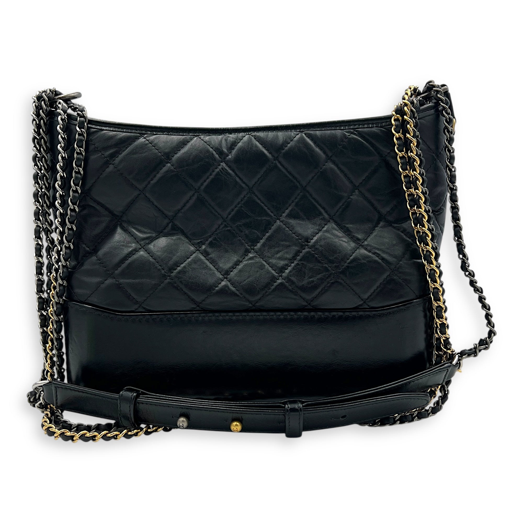 Gabrielle Shoulder Bag Black in Calfskin, Mixed hardware