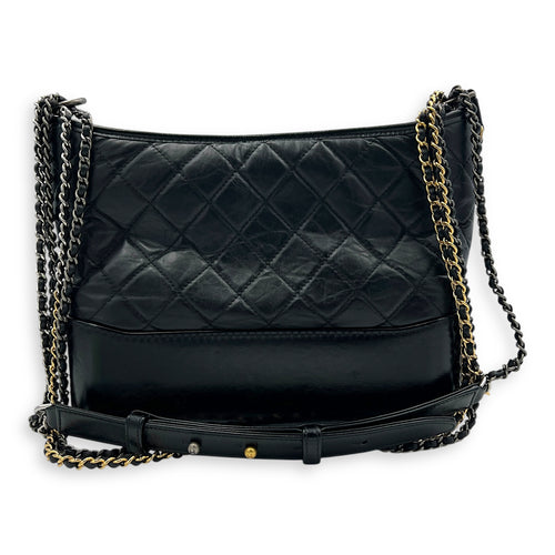 Gabrielle Shoulder Bag Black in Calfskin, Mixed hardware