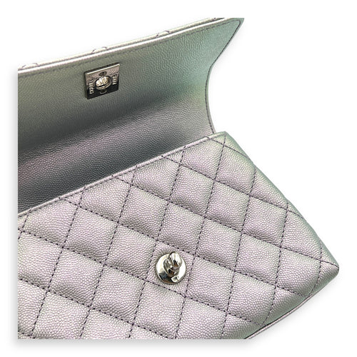 Coco Top Handle Bag Purple in Caviar Leather, Silver hardware
