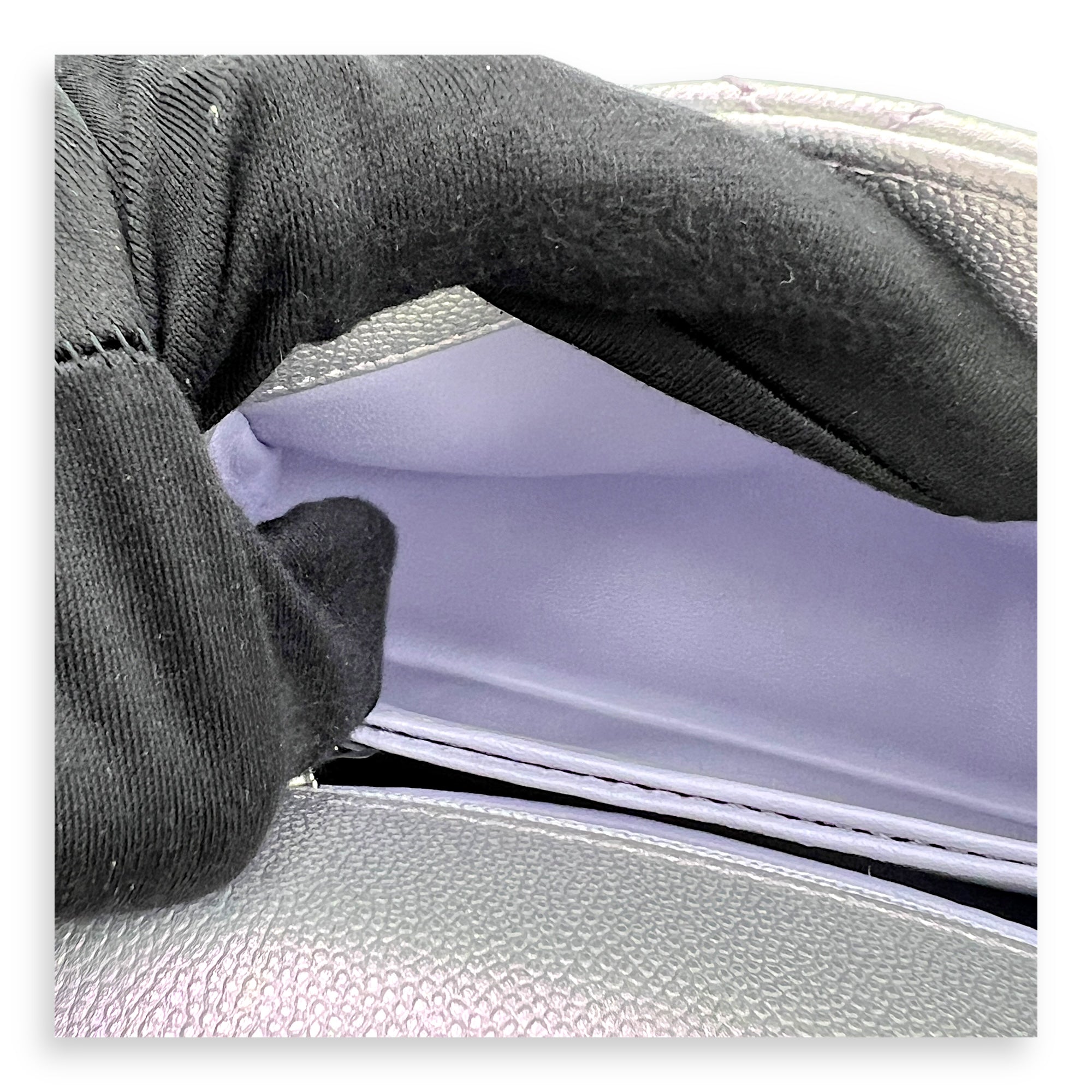 Coco Top Handle Bag Purple in Caviar Leather, Silver hardware