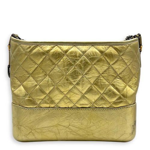 Gabrielle Medium Gold Shoulder Bag in Calfskin, Mixed hardware