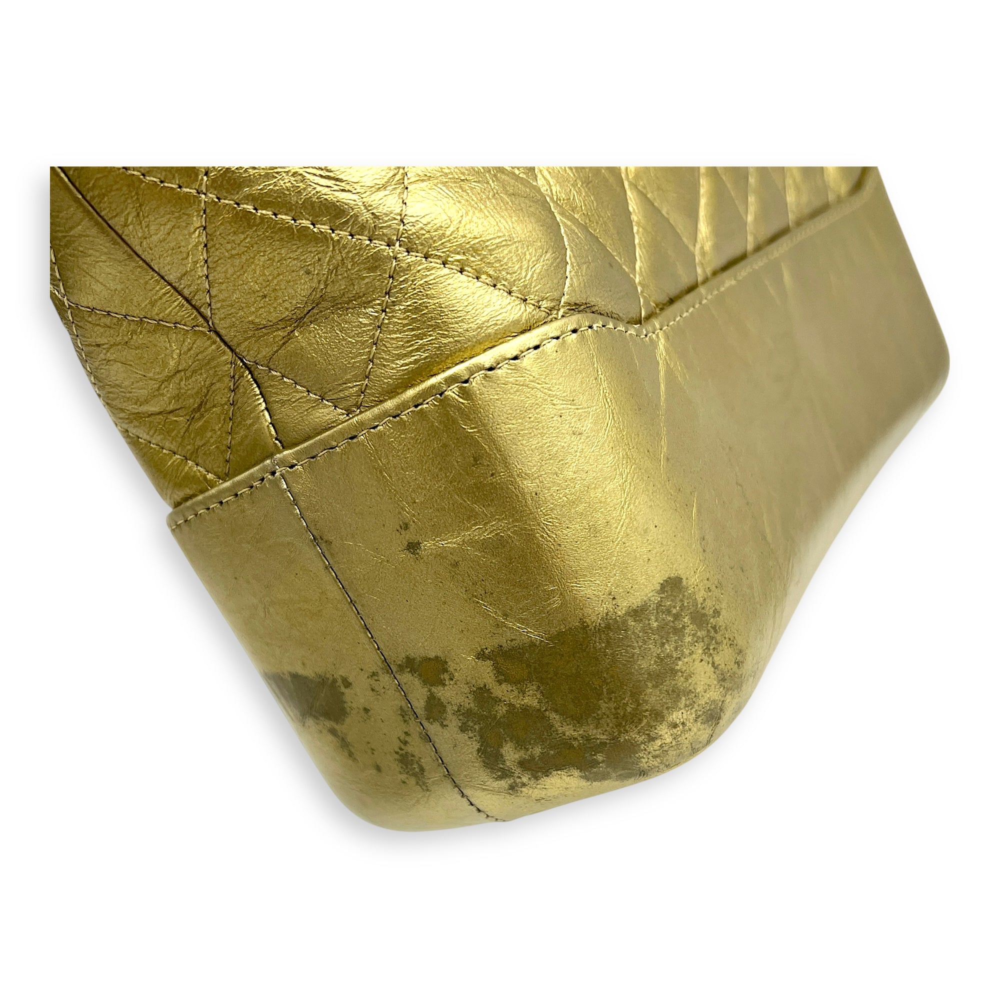 Gabrielle Medium Gold Shoulder Bag in Calfskin, Mixed hardware