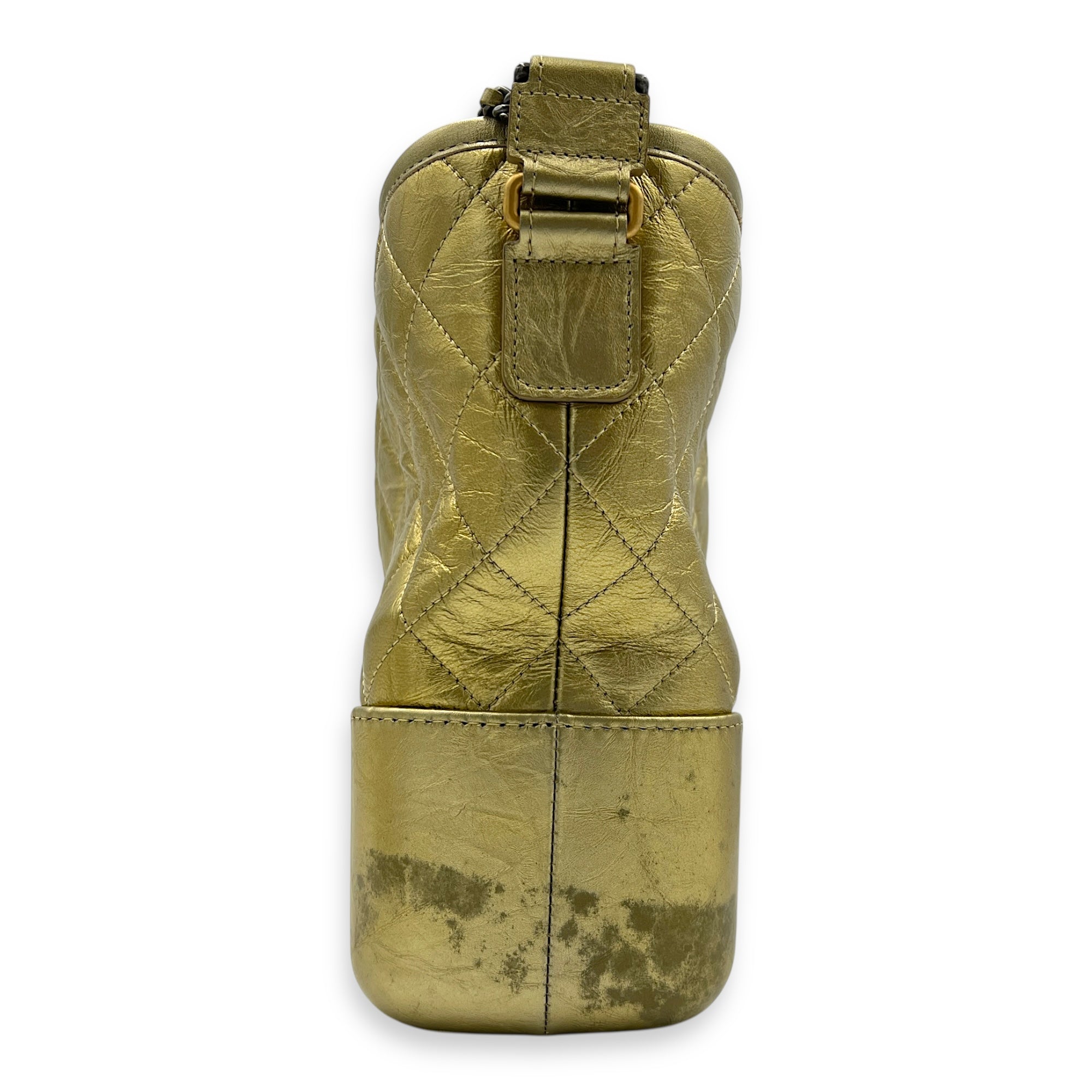 Gabrielle Medium Gold Shoulder Bag in Calfskin, Mixed hardware