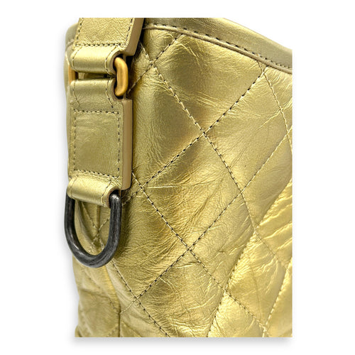 Gabrielle Medium Gold Shoulder Bag in Calfskin, Mixed hardware