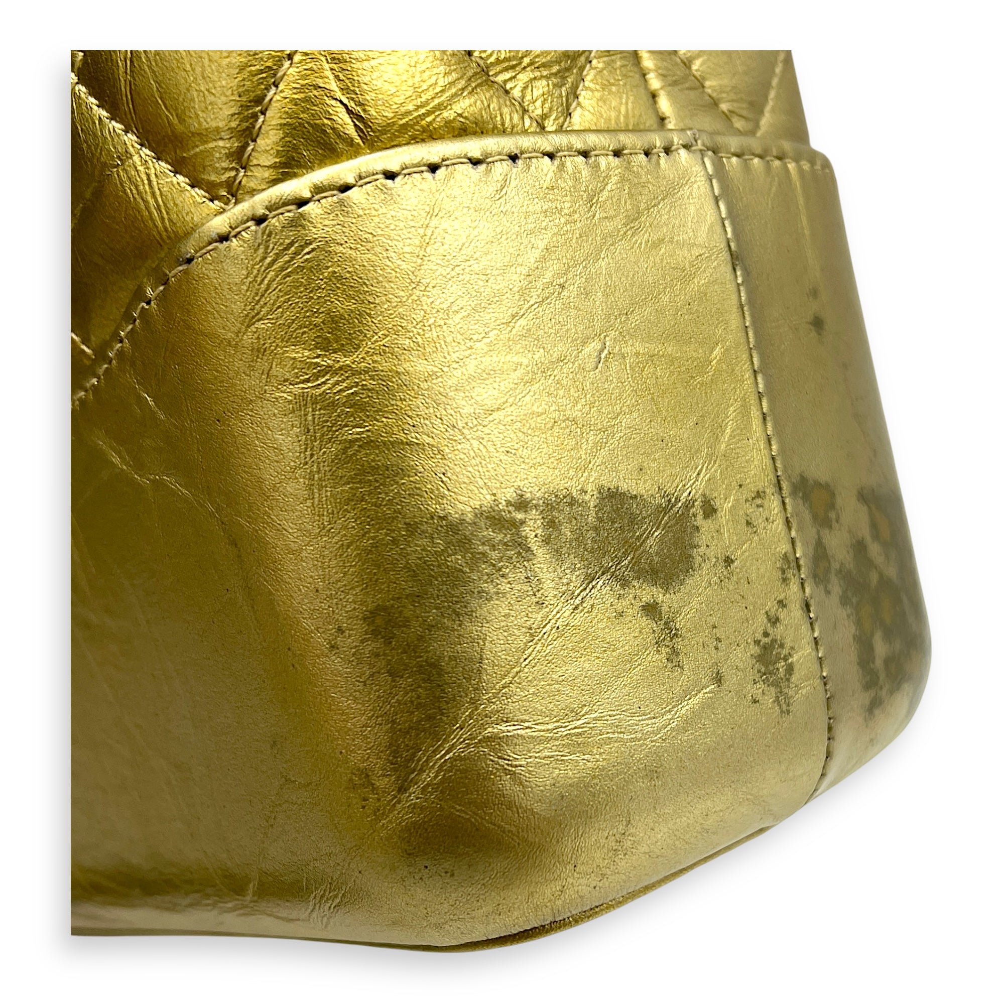 Gabrielle Medium Gold Shoulder Bag in Calfskin, Mixed hardware