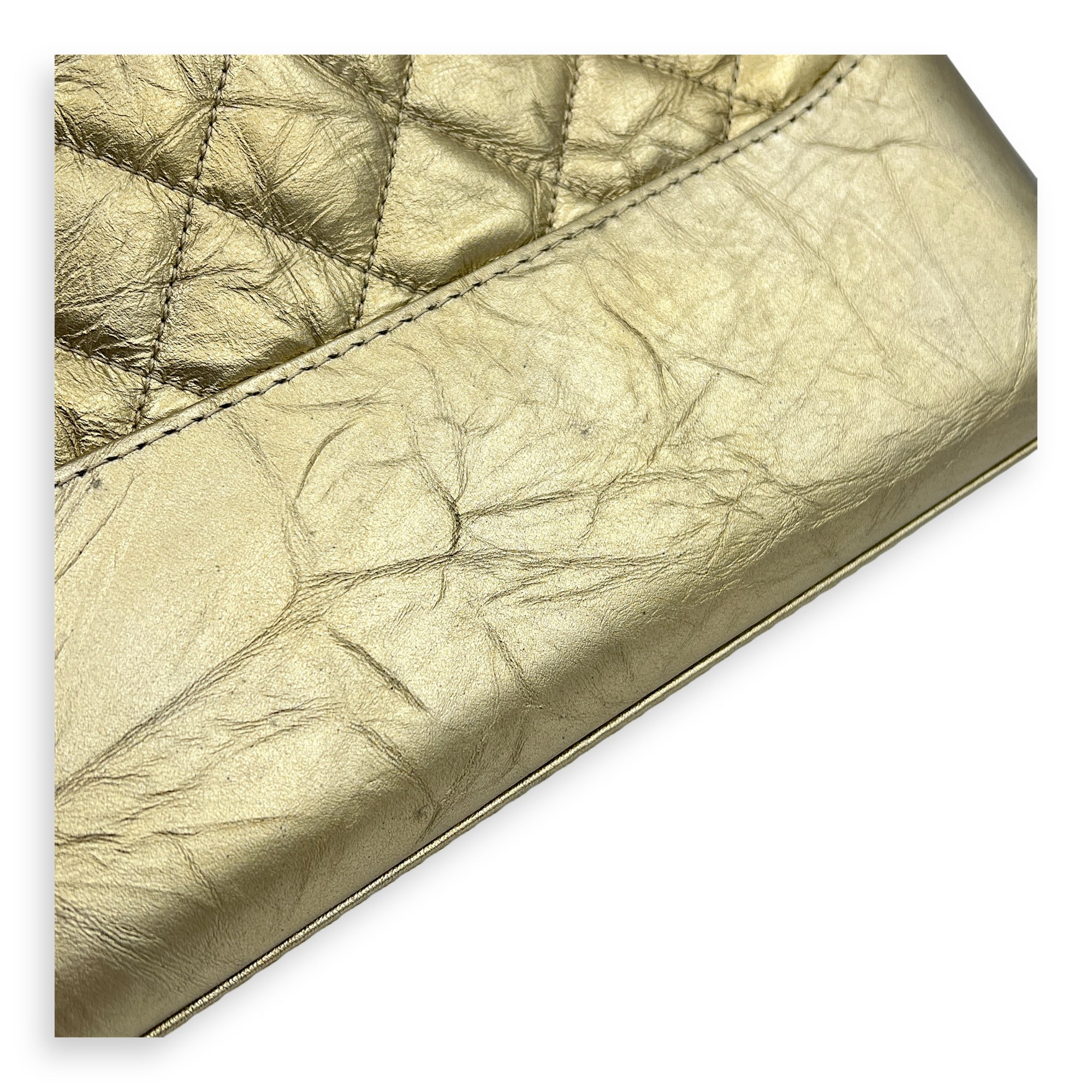 Gabrielle Medium Gold Shoulder Bag in Calfskin, Mixed hardware