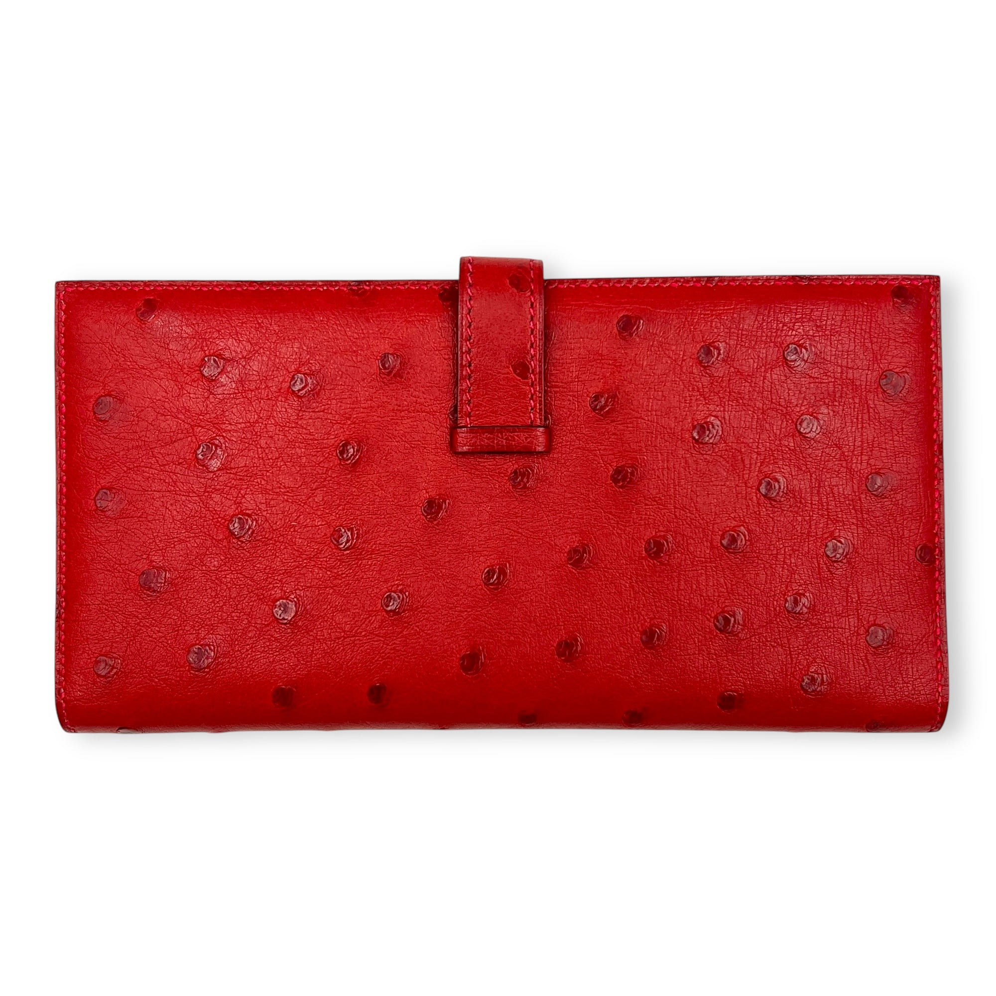 BEARN SOUFFLET Red in Ostrich, Silver hardware