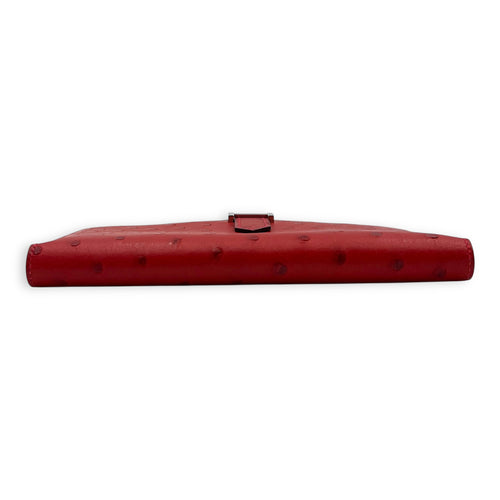 BEARN SOUFFLET Red in Ostrich, Silver hardware