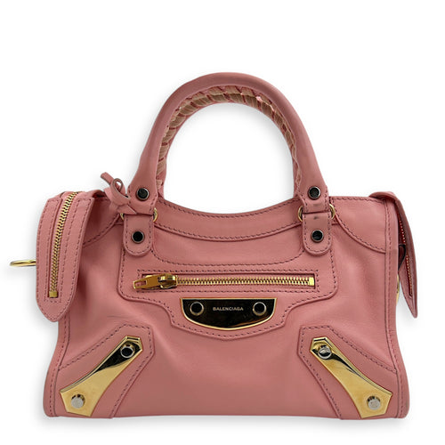 City Crossbody Bag Pink in Calfskin, Mixed hardware