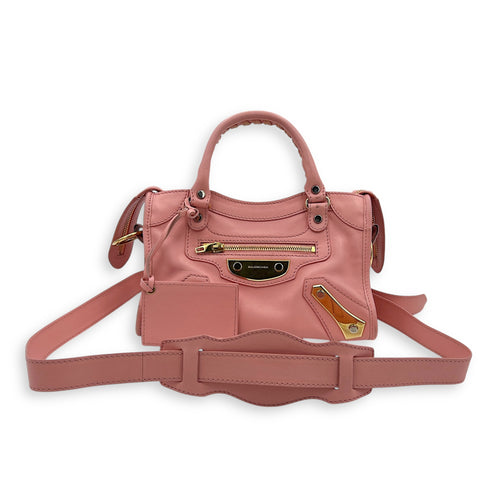 City Crossbody Bag Pink in Calfskin, Mixed hardware