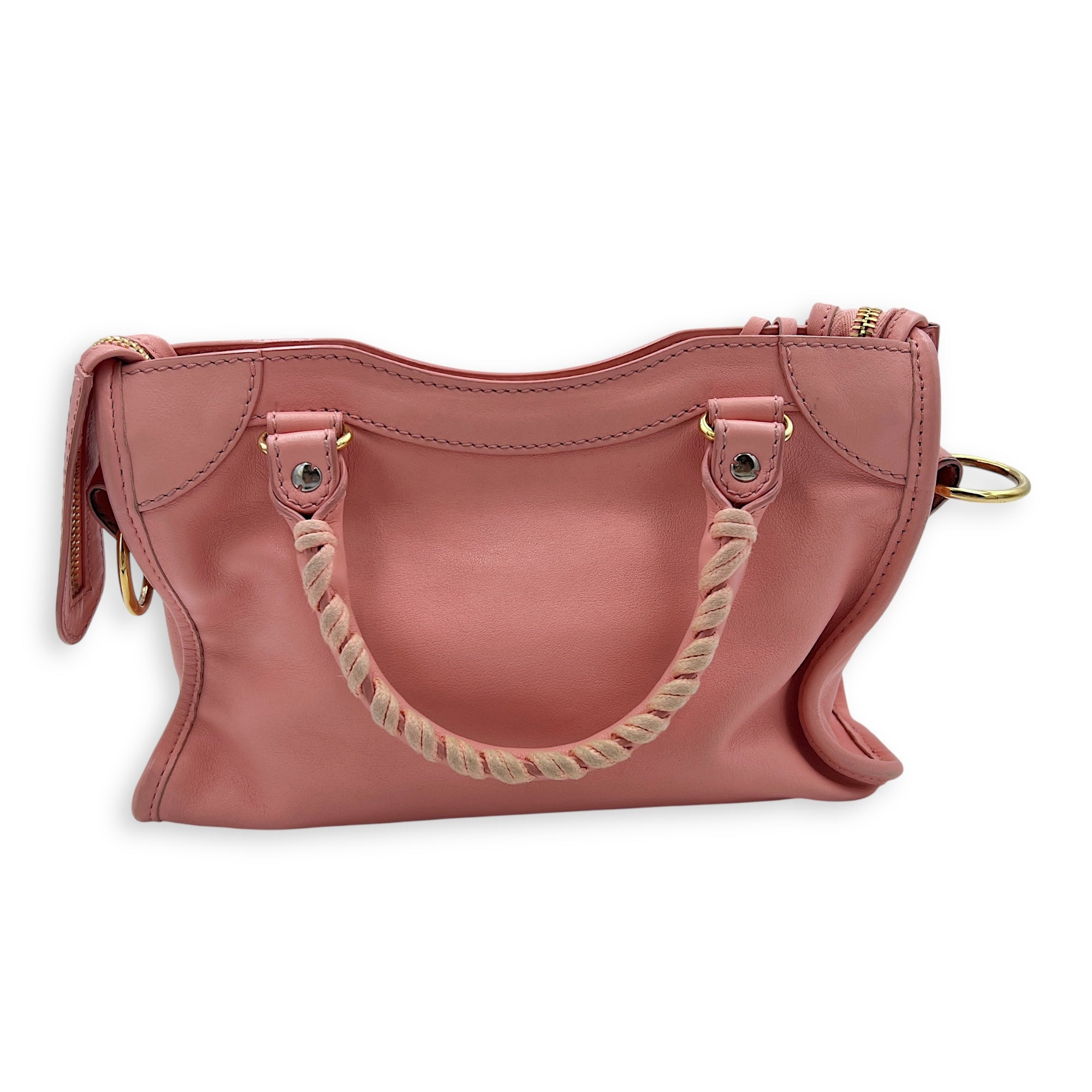 City Crossbody Bag Pink in Calfskin, Mixed hardware