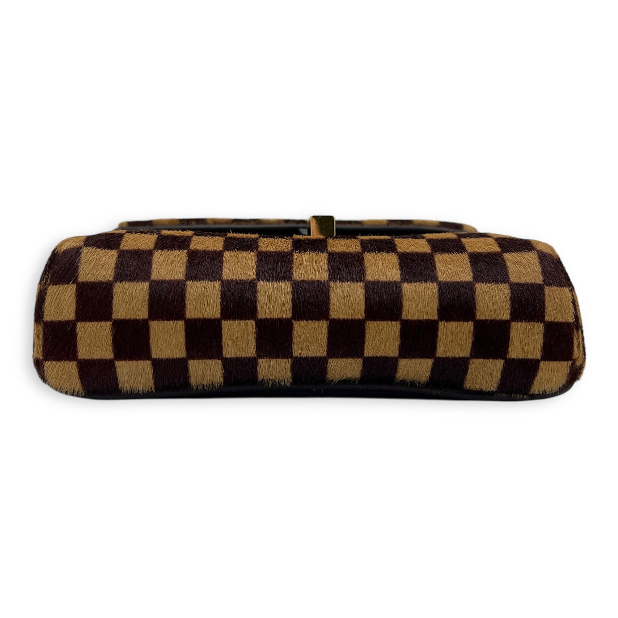 Sauvage Gazelle Brown Belt in Pony Hair, Gold hardware