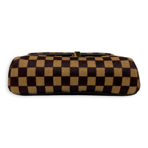 Sauvage Gazelle Brown Belt in Pony Hair, Gold hardware