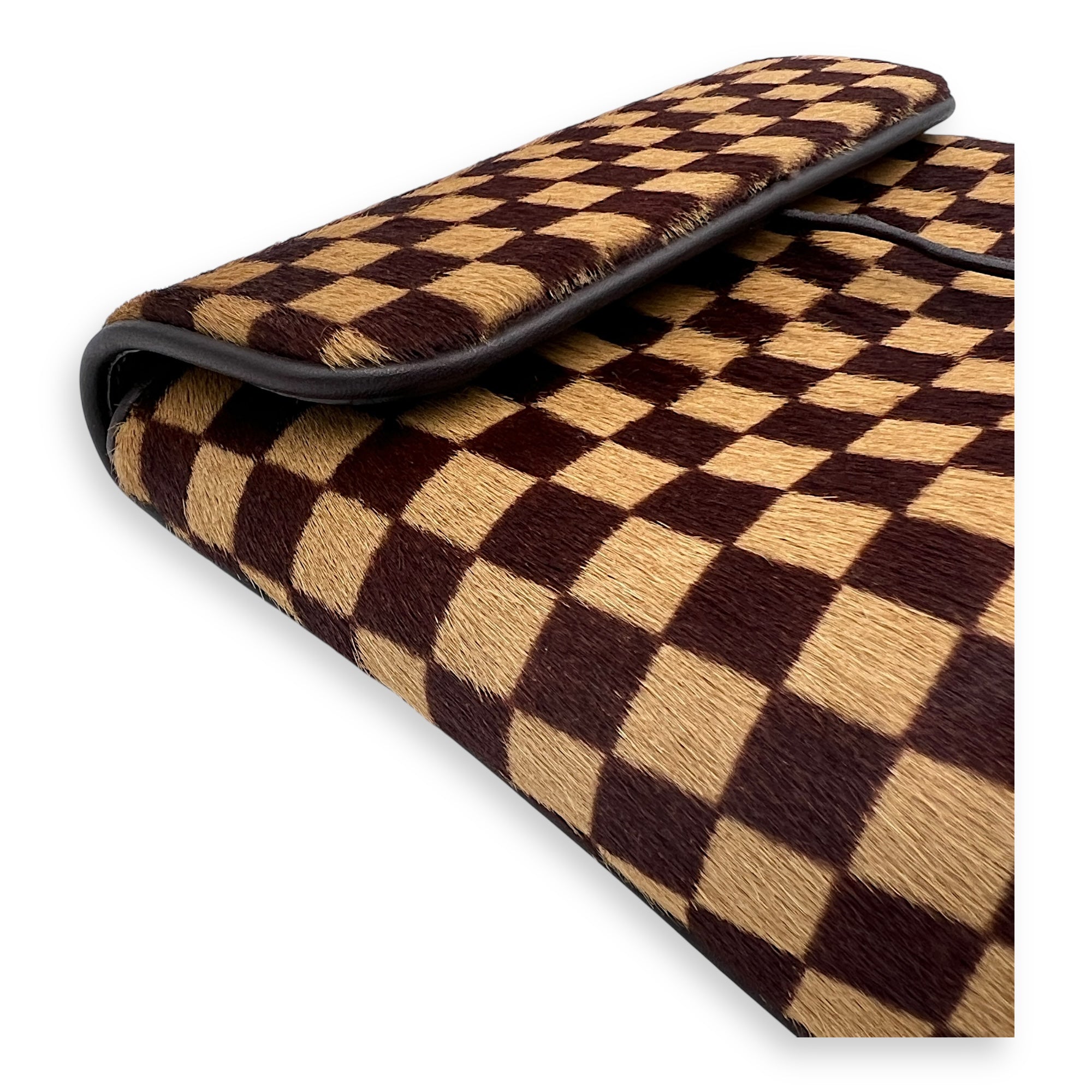 Sauvage Gazelle Brown Belt in Pony Hair, Gold hardware