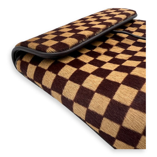 Sauvage Gazelle Brown Belt in Pony Hair, Gold hardware