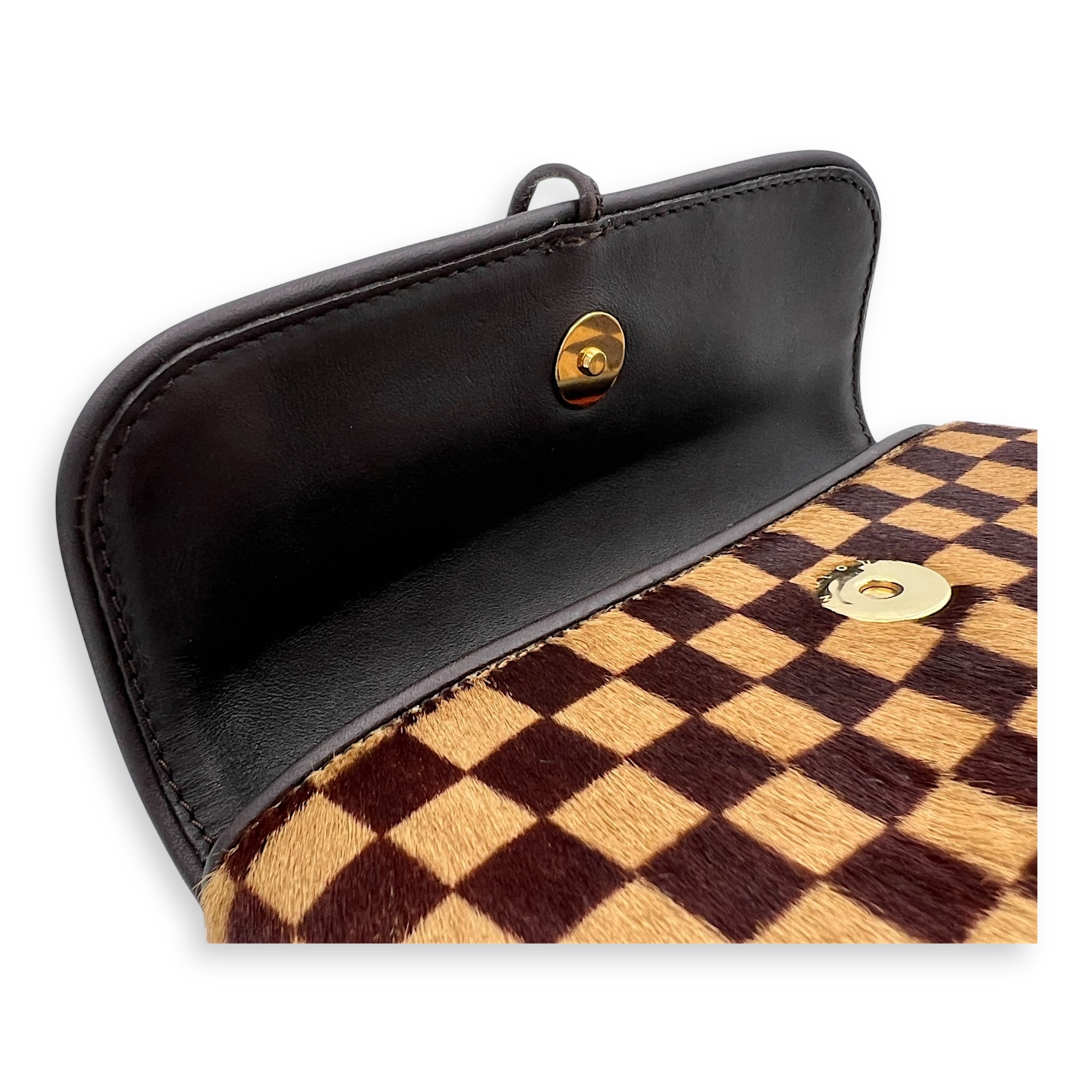 Sauvage Gazelle Brown Belt in Pony Hair, Gold hardware