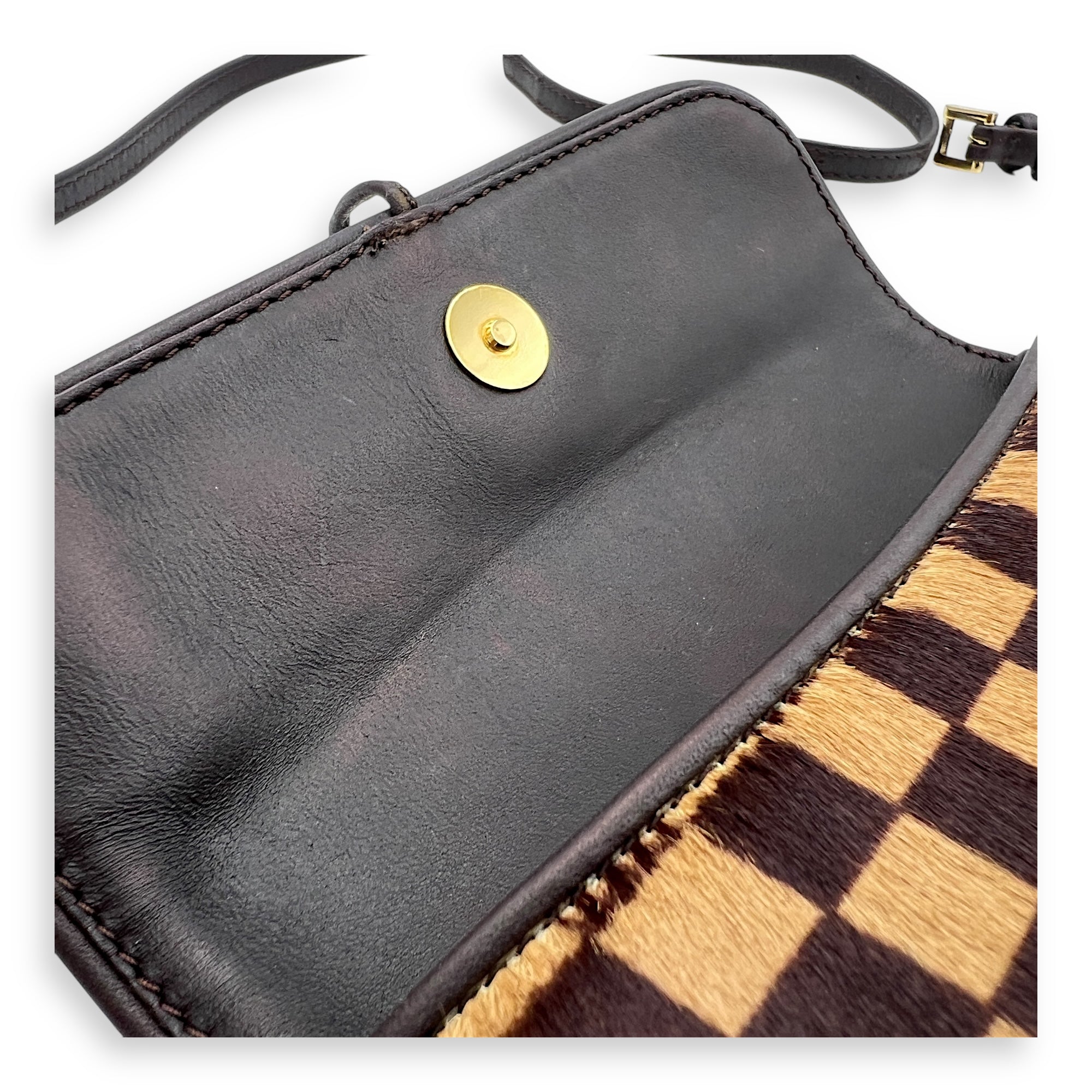 Sauvage Gazelle Brown Belt in Pony Hair, Gold hardware