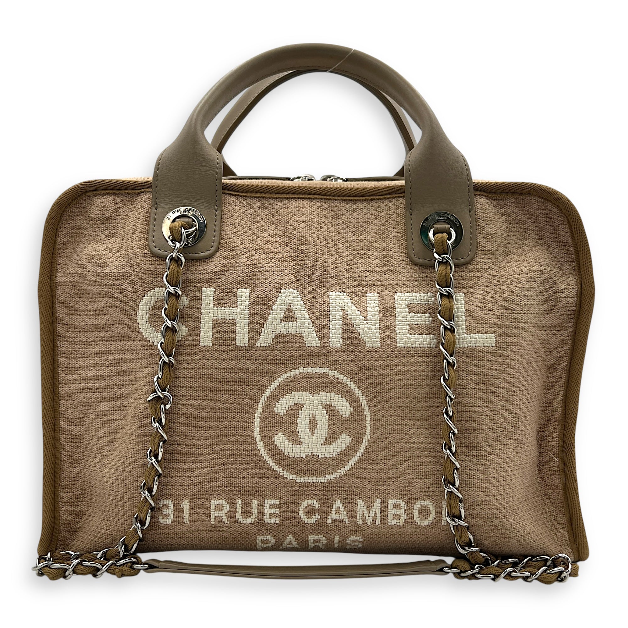Deauville Bowling Pink Shoulder Bag in Canvas, Silver hardware