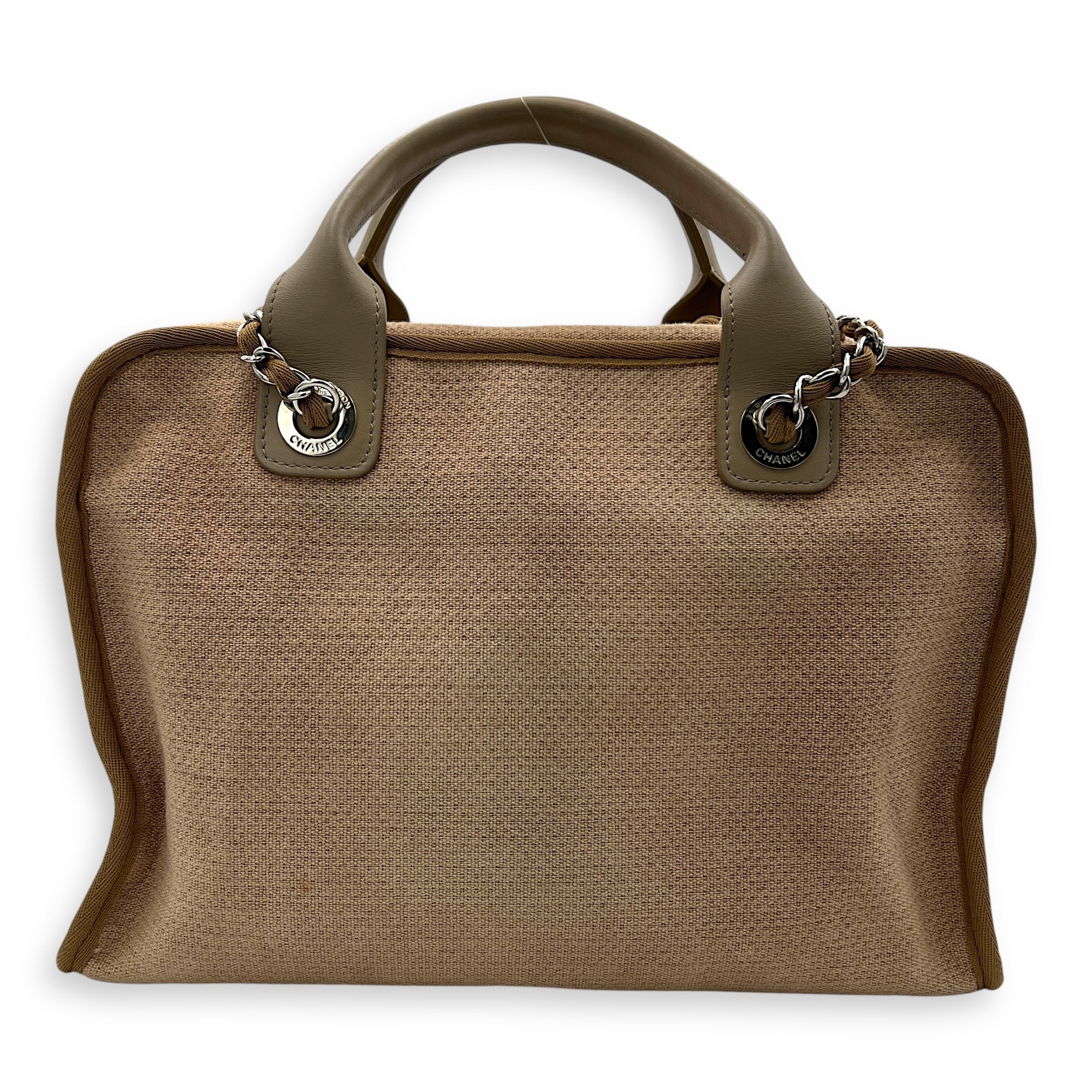 Deauville Bowling Pink Shoulder Bag in Canvas, Silver hardware