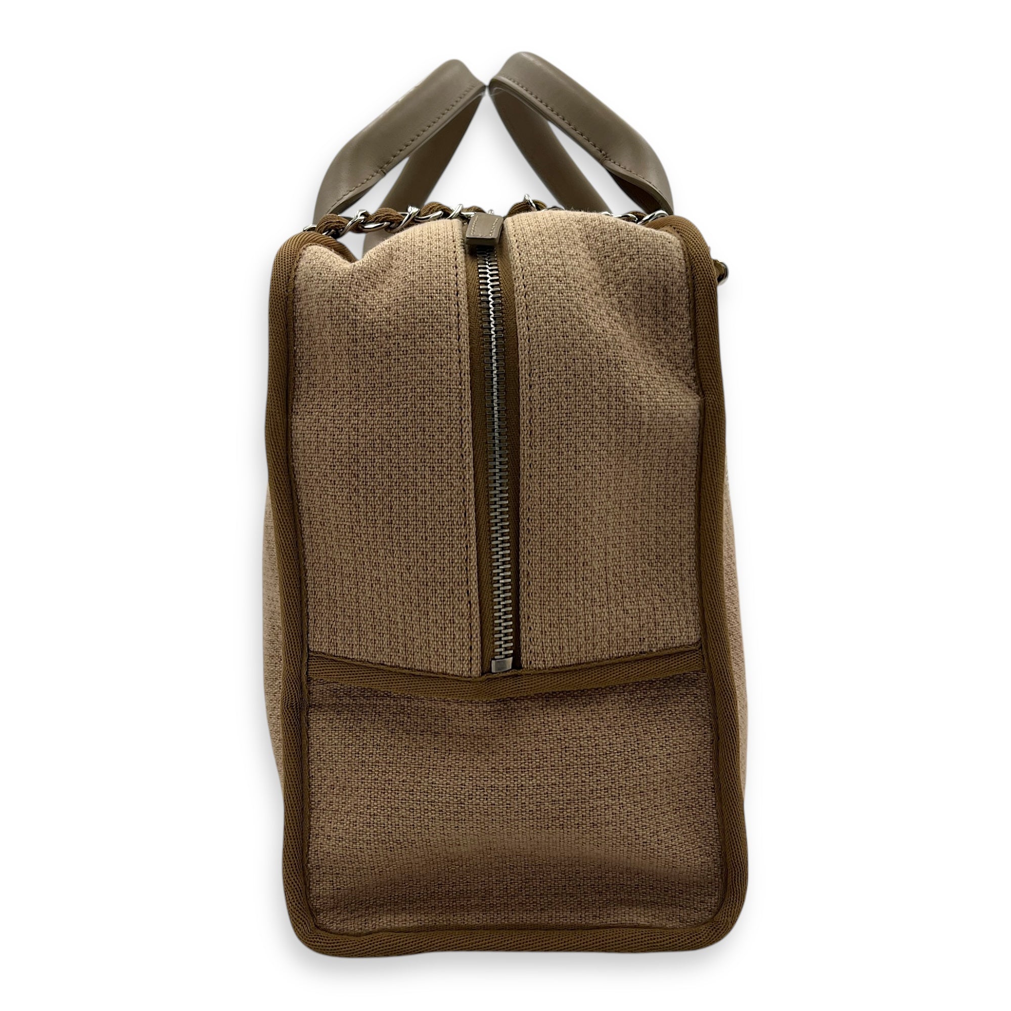 Deauville Bowling Pink Shoulder Bag in Canvas, Silver hardware