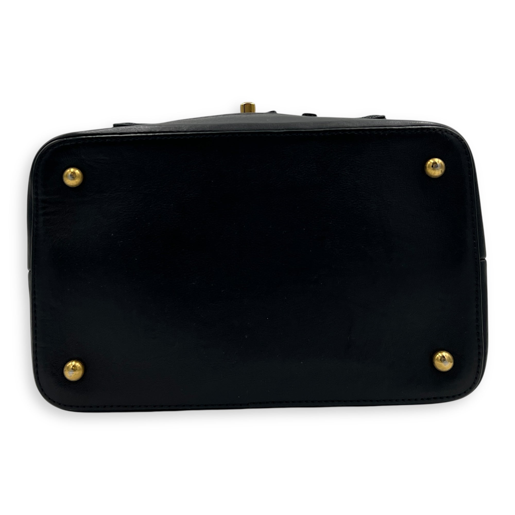 Globe Trotter Top Handle Bag Black in Caviar Leather, Gold hardware