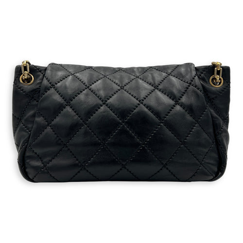 Retro Chain Accordion Shoulder Bag Black in Calfskin, Gold hardware