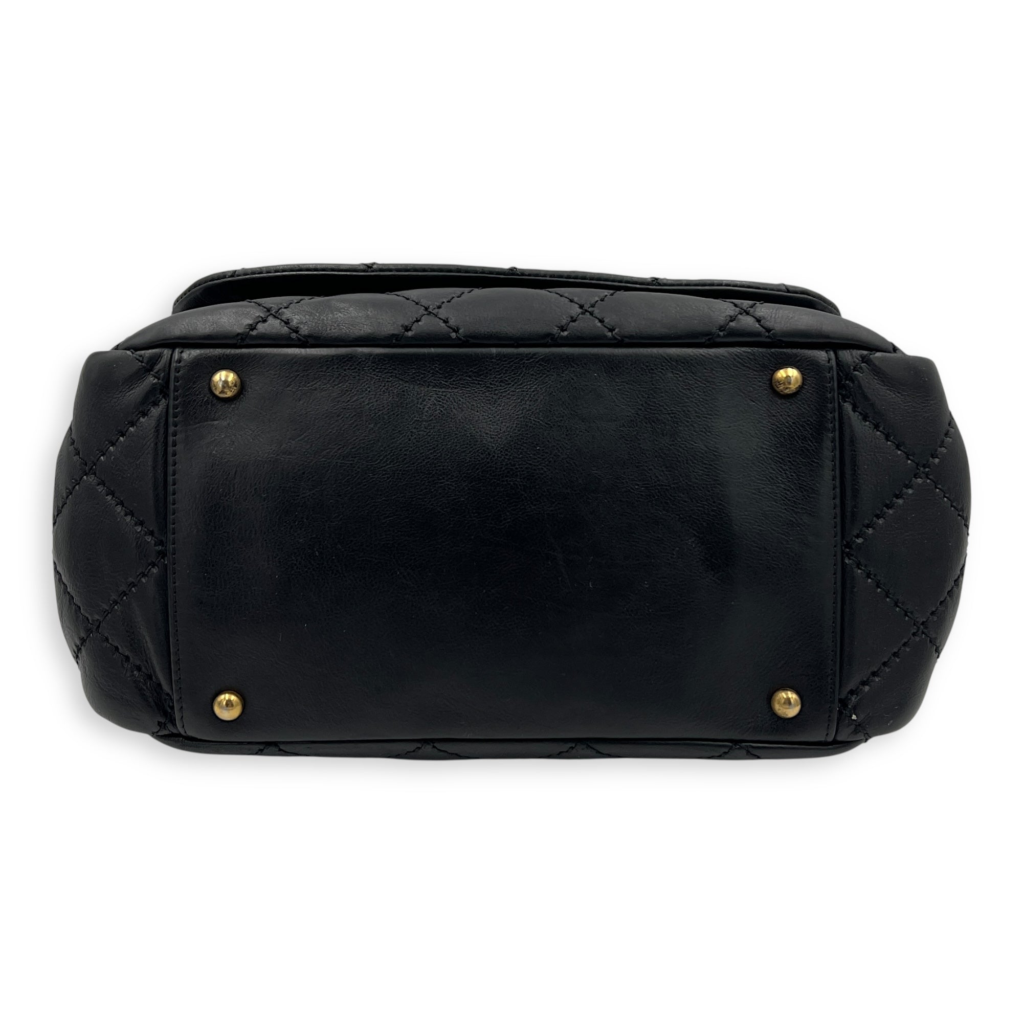 Retro Chain Accordion Shoulder Bag Black in Calfskin, Gold hardware