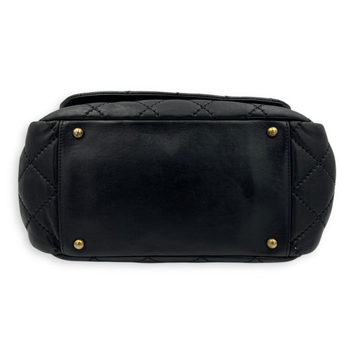 Retro Chain Accordion Shoulder Bag Black in Calfskin, Gold hardware