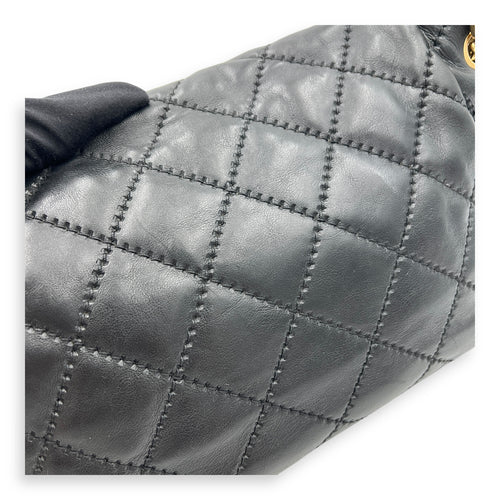 Retro Chain Accordion Shoulder Bag Black in Calfskin, Gold hardware