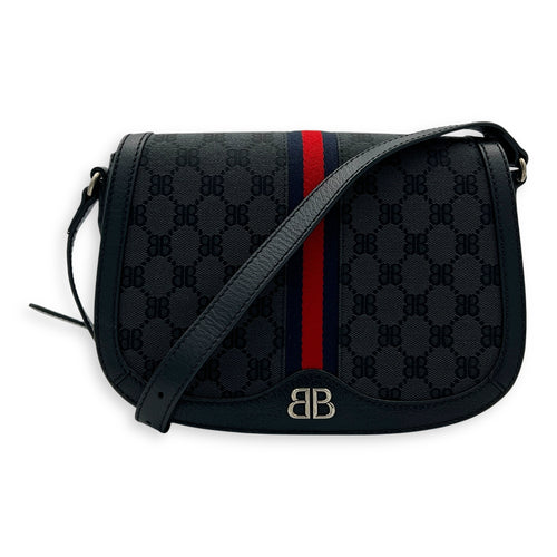 The Hacker Project Ophidia Shoulder Bag Black in Canvas, Silver hardware