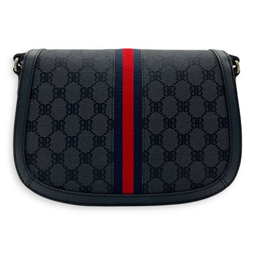 The Hacker Project Ophidia Shoulder Bag Black in Canvas, Silver hardware