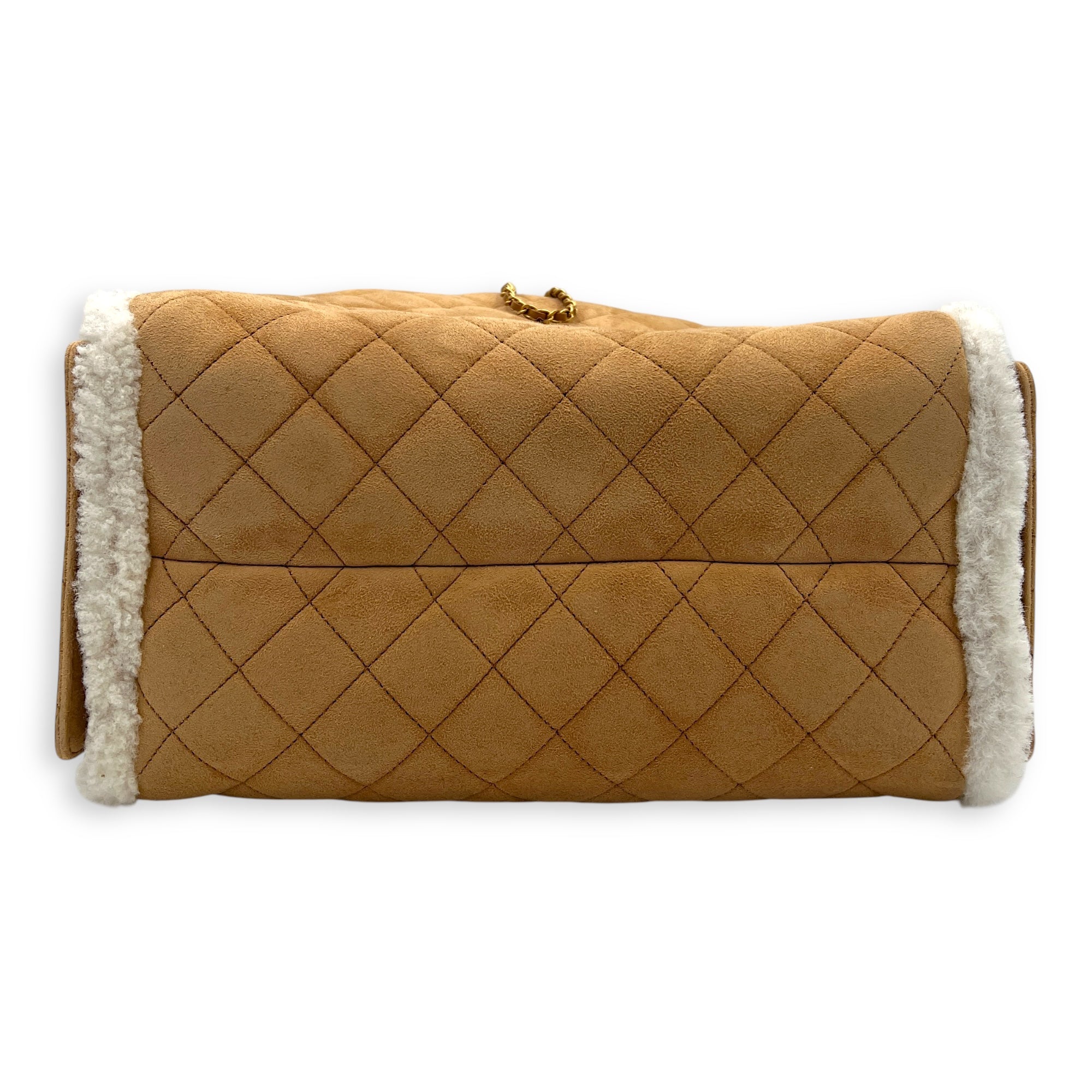 C25 Hobo Medium Brown Shoulder Bag in Shearling, Gold hardware