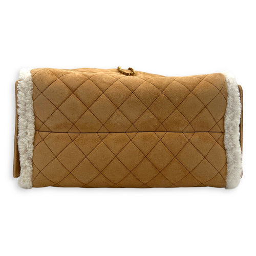 C25 Hobo Medium Brown Shoulder Bag in Shearling, Gold hardware