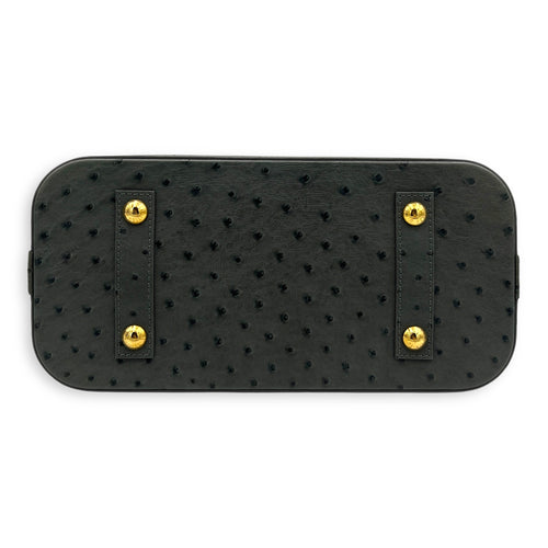Alma Top Handle Bag PM Grey in Ostrich, Gold hardware